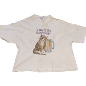 Vintage I Don't Do Mornings T-shirt Florida Kitten Cat Cotton